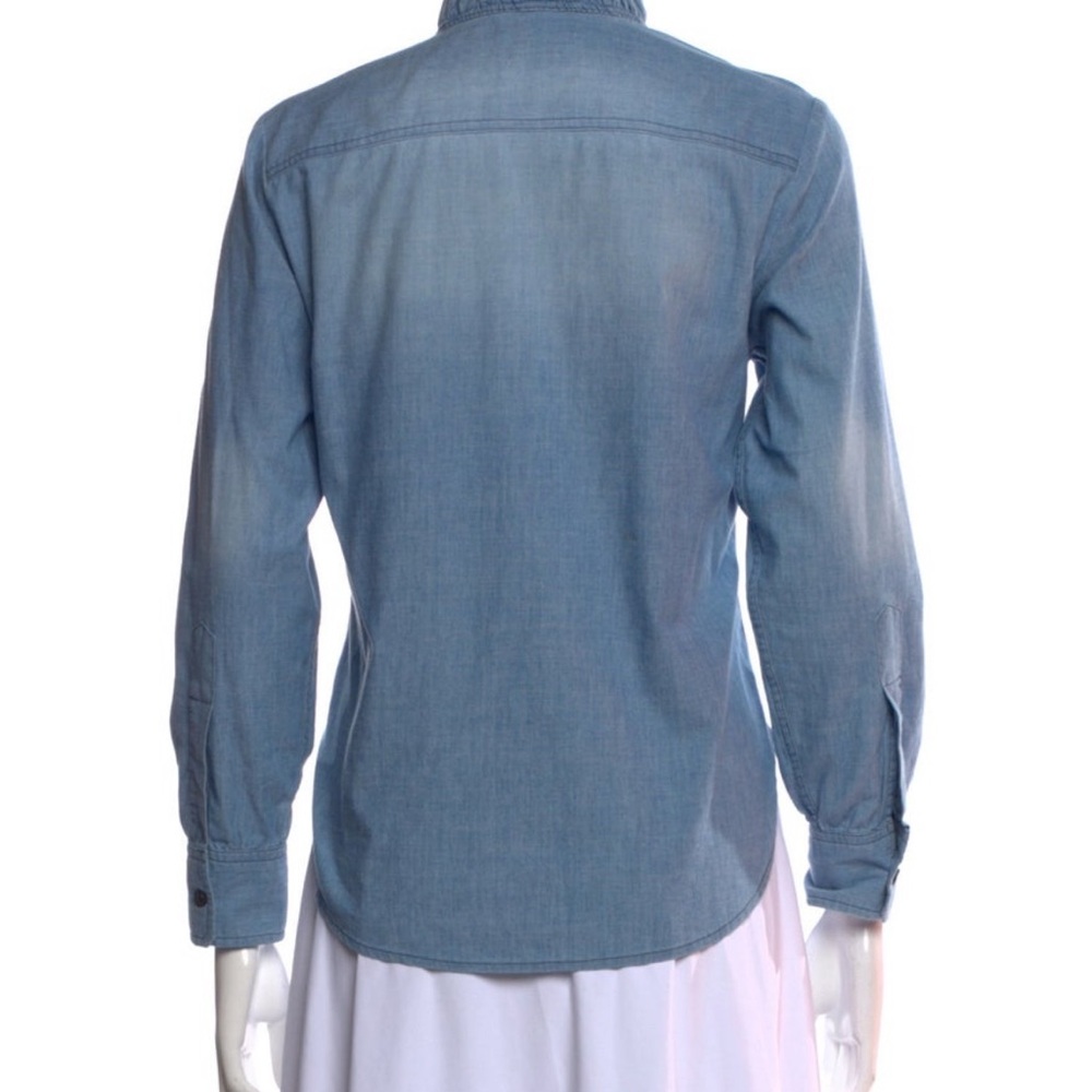 Isabel Marant Etoulr Blue Ruffled Denim Top - Picture 4 of 6